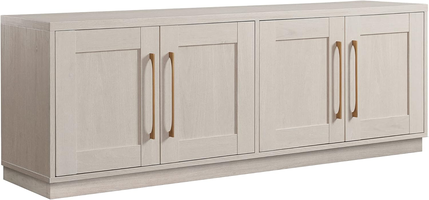 Henn&Hart TV Stand for TVs up to 75'' with 2 Concealed Storage Cabinets and Adjustable Shelves for Living Room, Family Room, or Office, Beech White