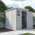 6x6FT Resin Storage Shed - Dark Gray Plastic Garden Shed with Floor Included, Waterproof UV/Rust Proof Outdoor Shed for Backyard, 12mm Thick PP Sheds & Outdoor Storage with HD Acrylic Window (6x6ft)