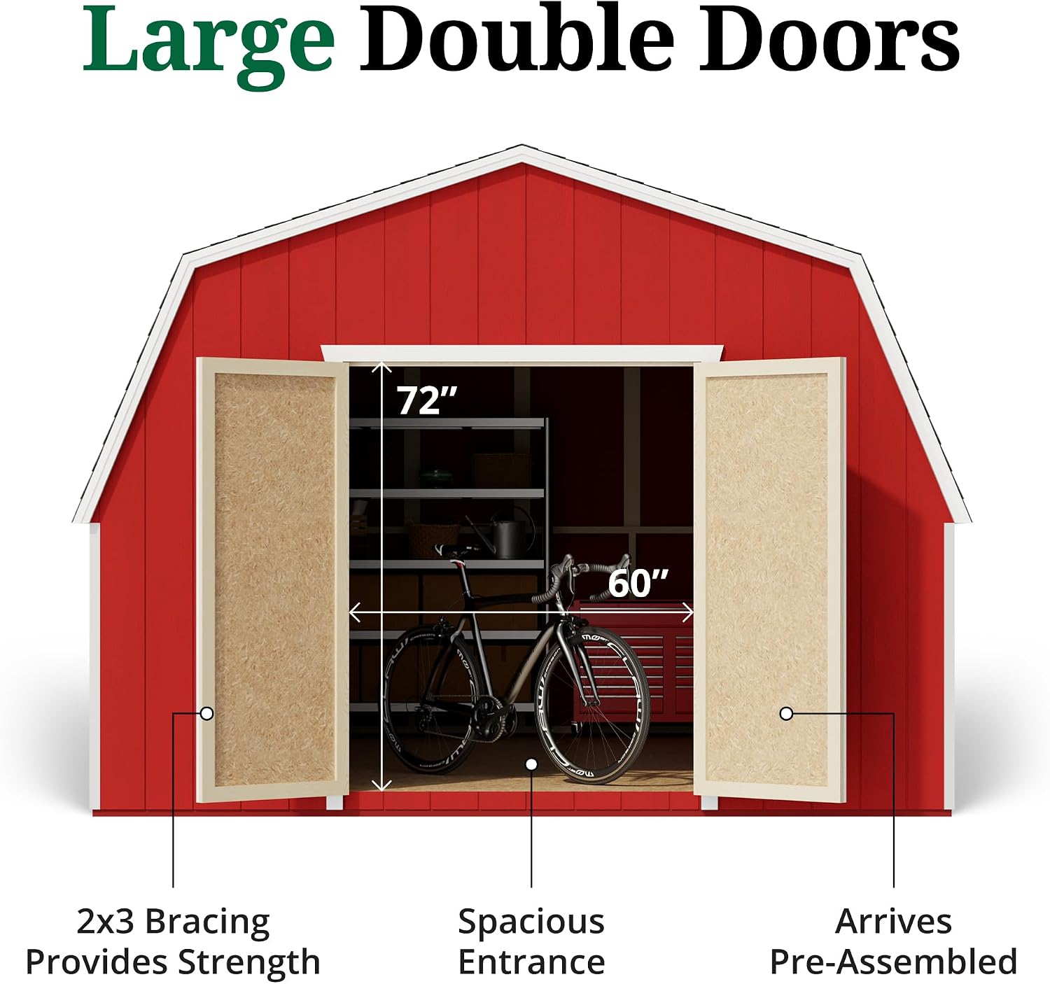 Little Cottage Co. 12x18 Value Gambrel Barn with 4 ft. Sidewalls with Floor, Outdoor Wood Storage Shed Do-It-Yourself Precut Kit