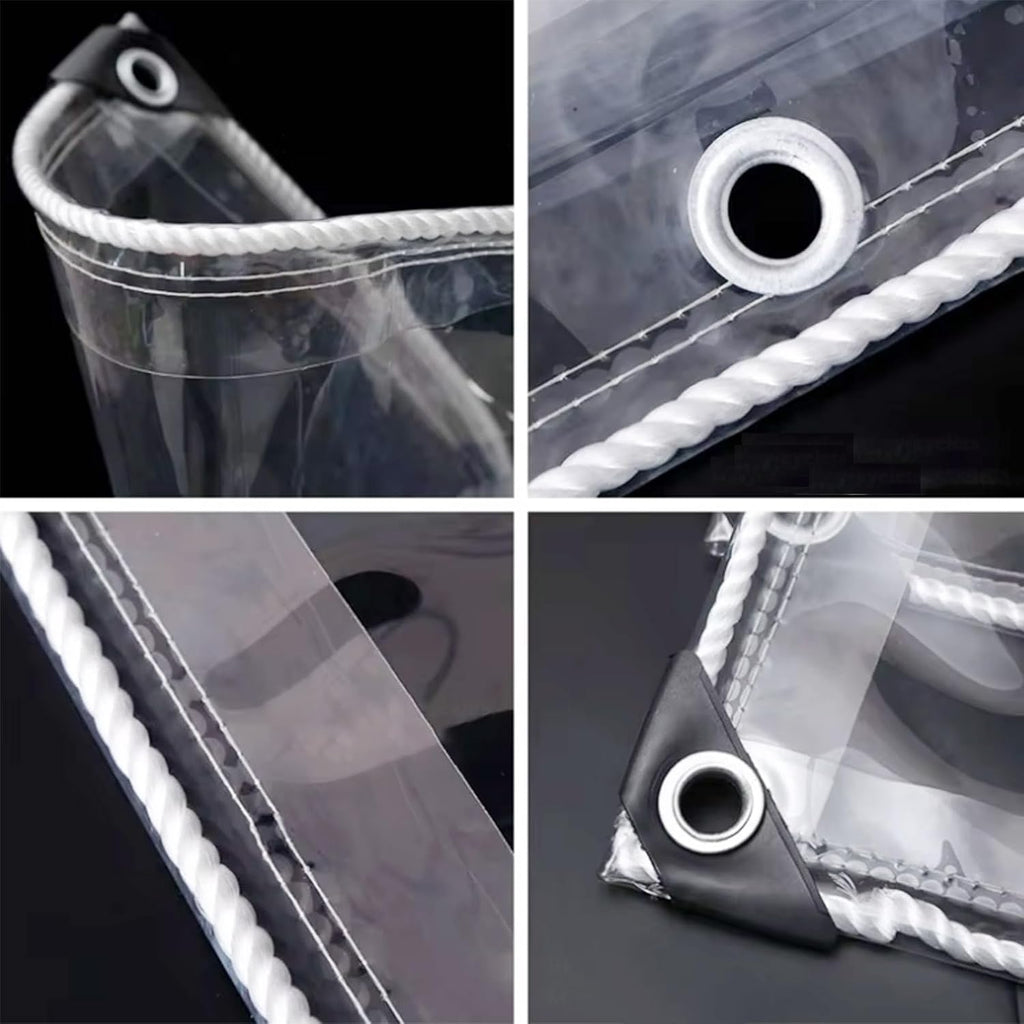 Clear Tarps Heavy Duty Waterproof 5x7 8x10 10x12 12x20' Outdoor Garden Rainproof Covering with Grommets15.75 Mil Thick Poly Tarpaulin Tear Resistant for Greenhouse Plant(9x15 FT)