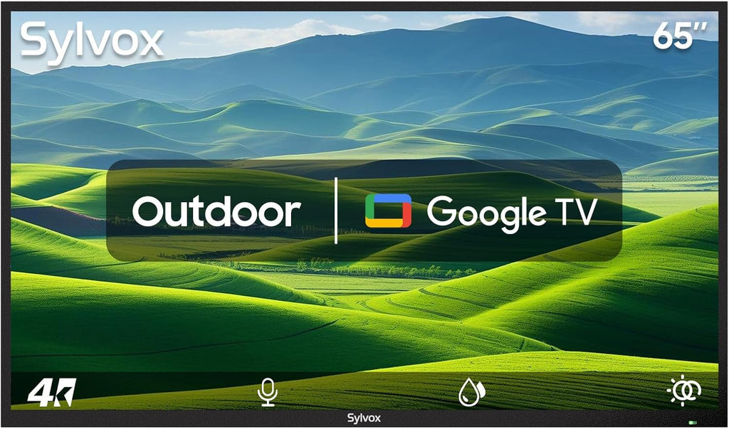 SYLVOX 65 Inch Outdoor Smart Television Weatherproof Google TV, 4K 700NIT High Brightness Temperature Resistant IP56 Waterproof TVs, Anti-Scratch, Suitable for Partial Sun (Patio Series)