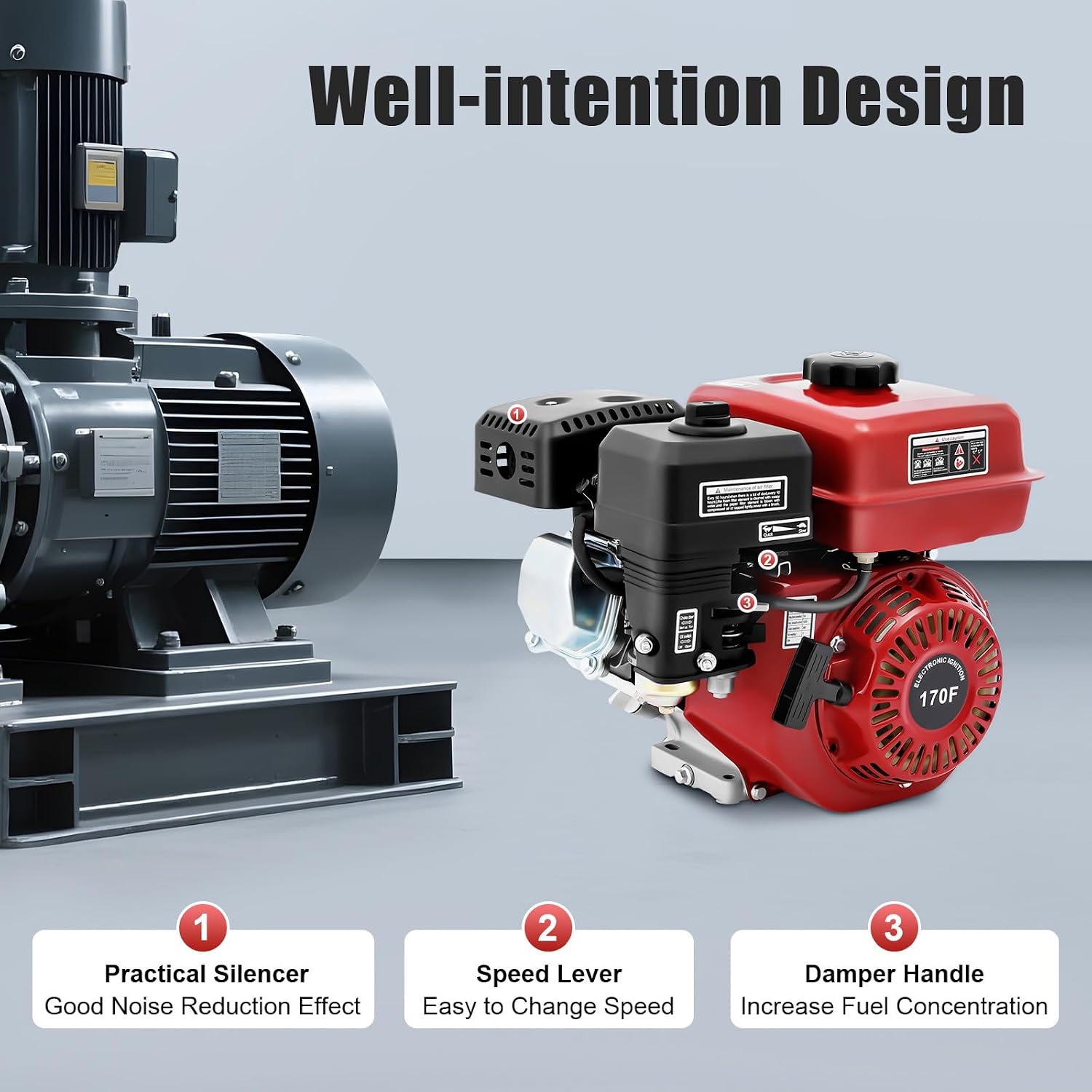 7.5 HP Gas Engine Motor, 212CC 4 Stroke Gas Motor Engine Motor Horizontal Shaft Pull Start, 3000W Gas Powered Engine for Go Kart Water Pumps Lawnmowers