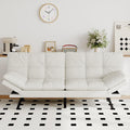 Futon Sofa Bed Convertible Couch, White Faux Leather Sofa Bed with Memory Foam, Adjustable Backrest & Armrests, Multifunctional Small Loveseat Sleeper Sofa for Living Room, Apartment, Office
