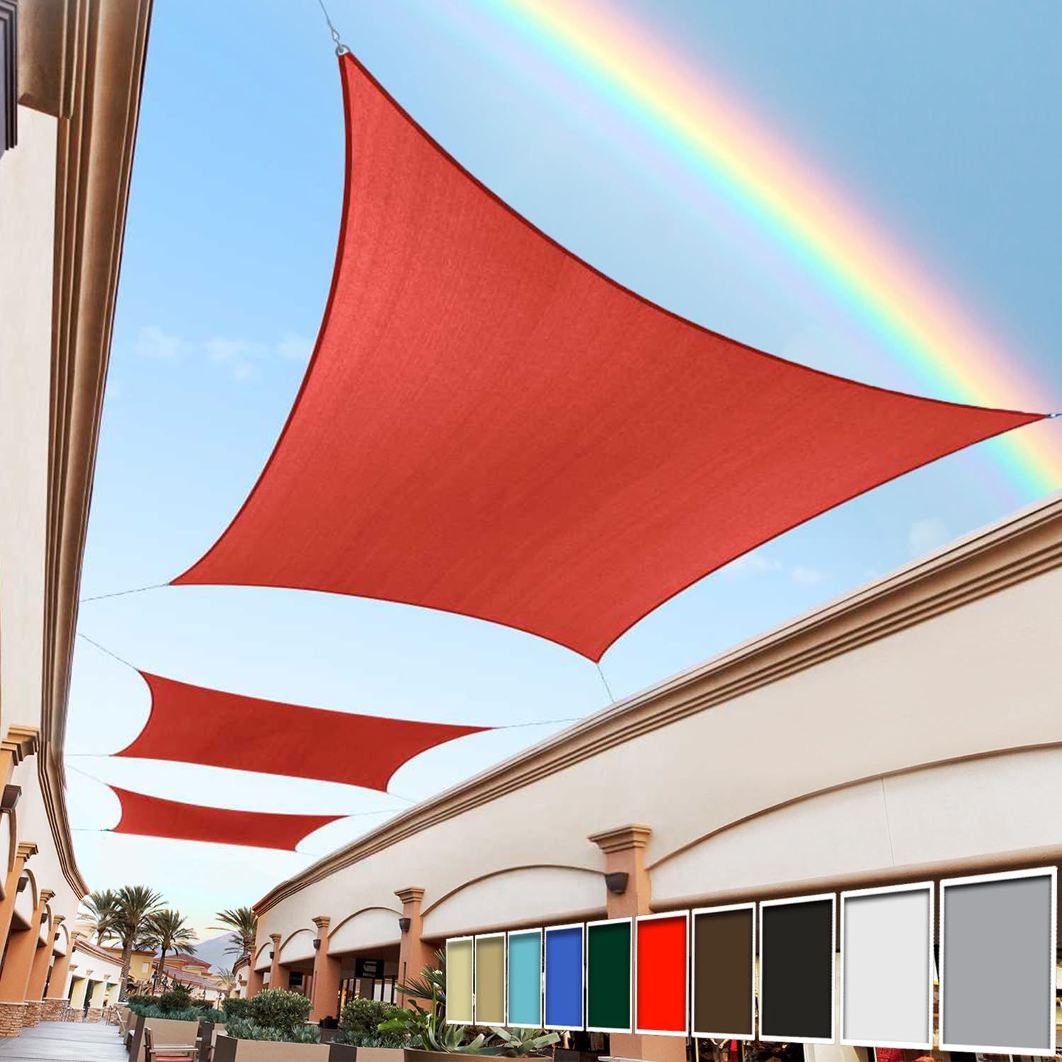 Royal Shade 14' x 20' Red Rectangle Square Sun Shade Sail Order to Make RTAPR0812 Canopy, UPF50+ 95% UV Blockage, 200GSM Commercial Standard Heavy Duty, 3 Years Warranty (We Make Custom Size)