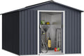 Acekool Outdoor Storage Shed 8x15 Ft & Large Storage Space, Utility Metal Storage Shed with Lockable Sliding Door and Vent, Garden Tool Shed for Organising Tools and Equipment in Yard, Garden, Grey