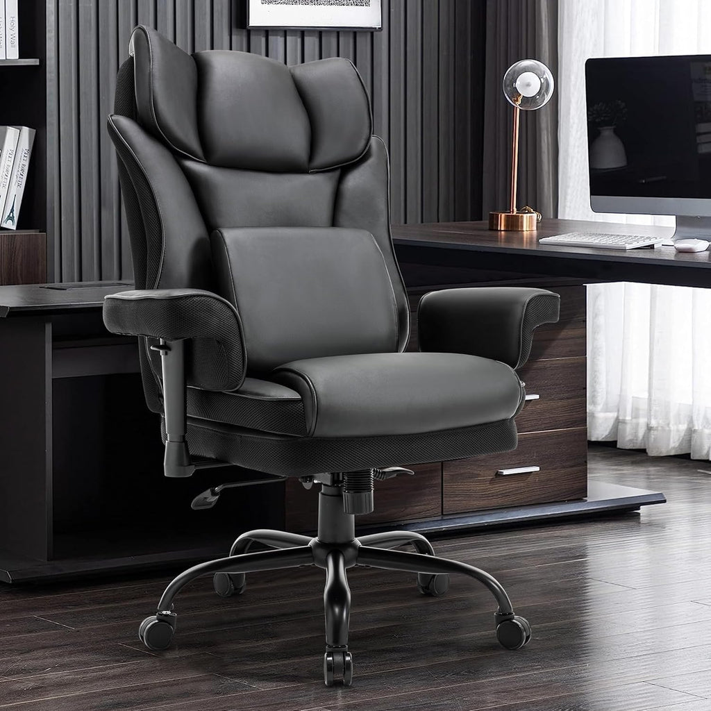 Ergonomic Office Chair with Massage Lumbar Support, 400 lbs High Back Swivel Rolling Desk Chairs, Adjustable Gaming Computer Chairs for Adults, Comfy Home Office Furniture for Bedroom Study,Black