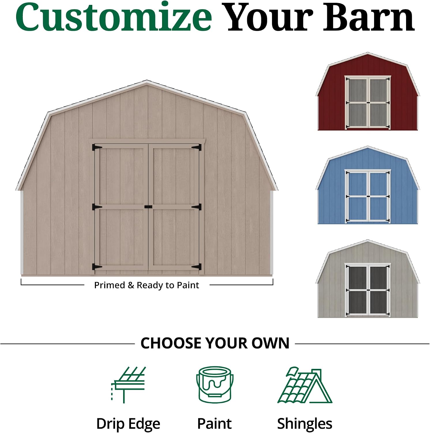 Little Cottage Co. 12x24 Value Gambrel Barn with 4 ft. Sidewalls with Floor, Outdoor Wood Storage Shed Do-It-Yourself Precut Kit