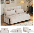 Convertible Futon Sofa Bed with Adjustable Backrest Pillows,Folding Loveseat Sleeper Sofa,Corduroy Pull Out Couches with Side Pocket for Living Room Bedroom Lounge（Cream）
