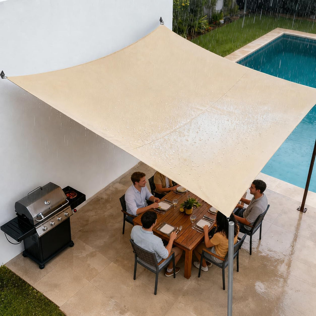 Royal Shade 14' x 20' Beige Rectangle Waterproof Sun Shade Sail Order to Make Canopy Awning, UPF50+ 95% UV Blockage Water Resistant, Outdoor Backyard Patio Garden Carport (We Customize)