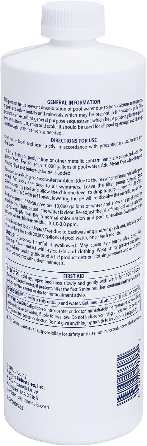SpaChoice 1-Quart 12-Pack Premium Metal Free Pool Water Metal Remover, Pool Stain Remover, Made in USA