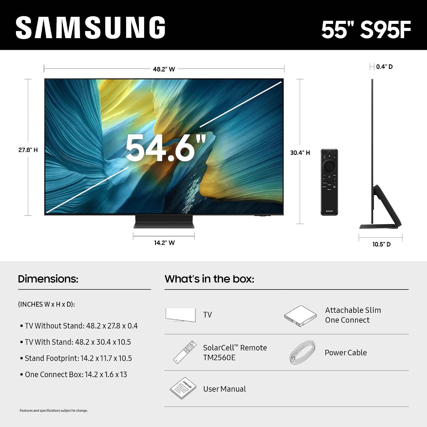 Samsung 55-Inch Class OLED S95F 4K Glare Free Smart TV (2025 Model) NQ4 AI Gen3 Processor, HDR Pro, Motion Xcelerator 164Hz, Dolby Atmos, Samsung Vision AI, Alexa Built-in