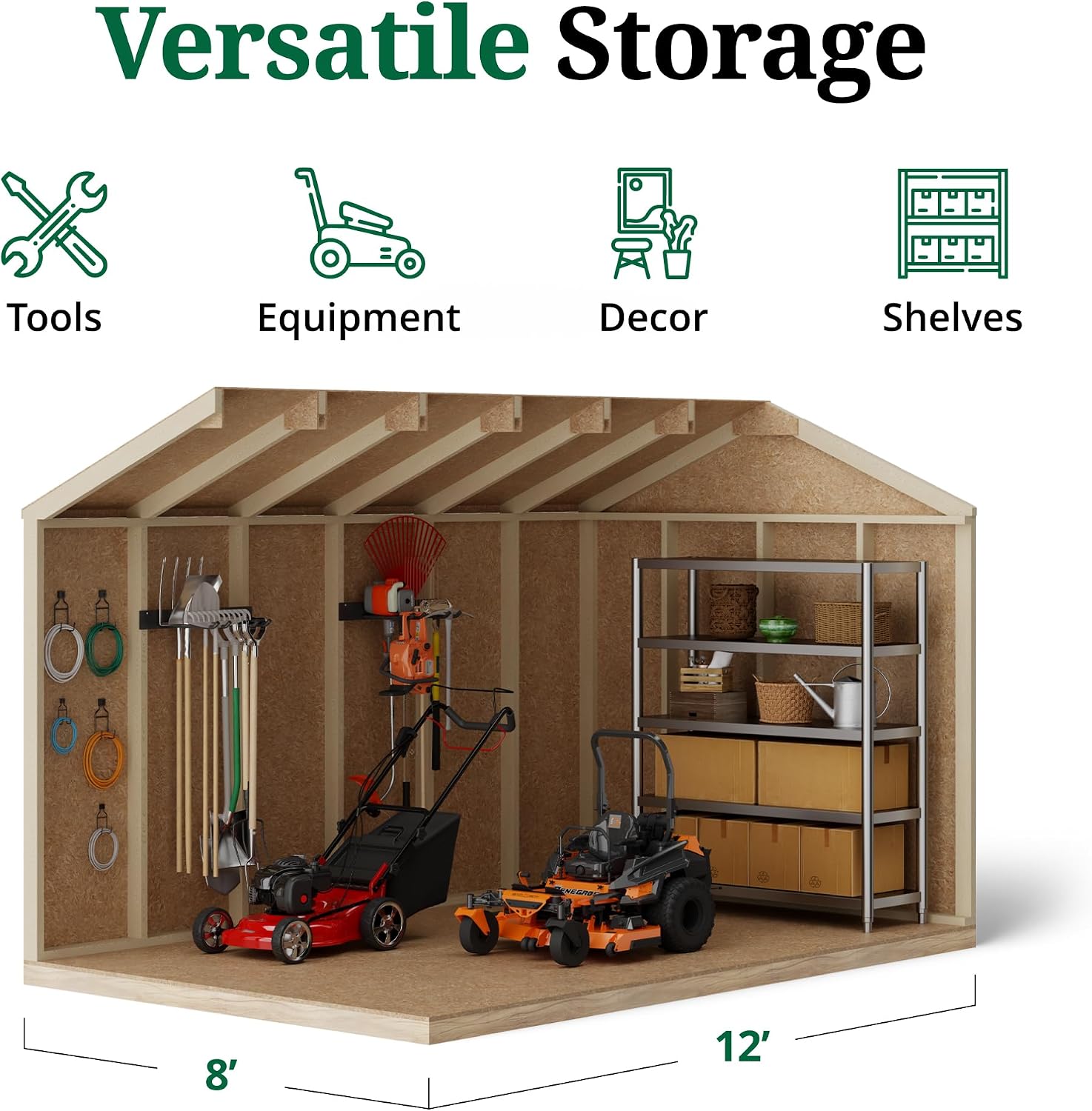 Little Cottage Co. 8x12 Value Gable Shed with Floor, Outdoor Wood Storage Do-It-Yourself Precut Kit