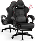 GTPLAYER ACE-PRO Music Gaming Chairs – Built-in Speakers, App Support & Bluetooth Control, Computer Game Chairs with Footrest for Adults, Ergonomic, Reclining, Linkage Armrest, BK‑RD Stitch