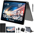 2026 Latest 11 inch Android Tablet, 18GB RAM 128GB ROM, 1TB Expandable, 2K Display, T616 Octa-Core, 13MP+5MP+5MP Camera, 9000mAh Battery, GPS, Face ID, Quad Speakers, Tablet with Keyboard and Pen
