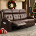 RV Loveseat Recliner Sofa, 3 Seater Massage Wall Hugger Reclining Couch with Insert Pockets, Cup Holders, 150° Recline Sleeper Sofas, for RV Furniture & Home Theater Seating