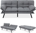 MUUEGM 71' Convertible Futon Sofa Bed, Upholstered Small Futon Couches with Adjustable Backrest, Loveseat Sleeper Bed for Compact Living Room Studio Office (Medium Grey)