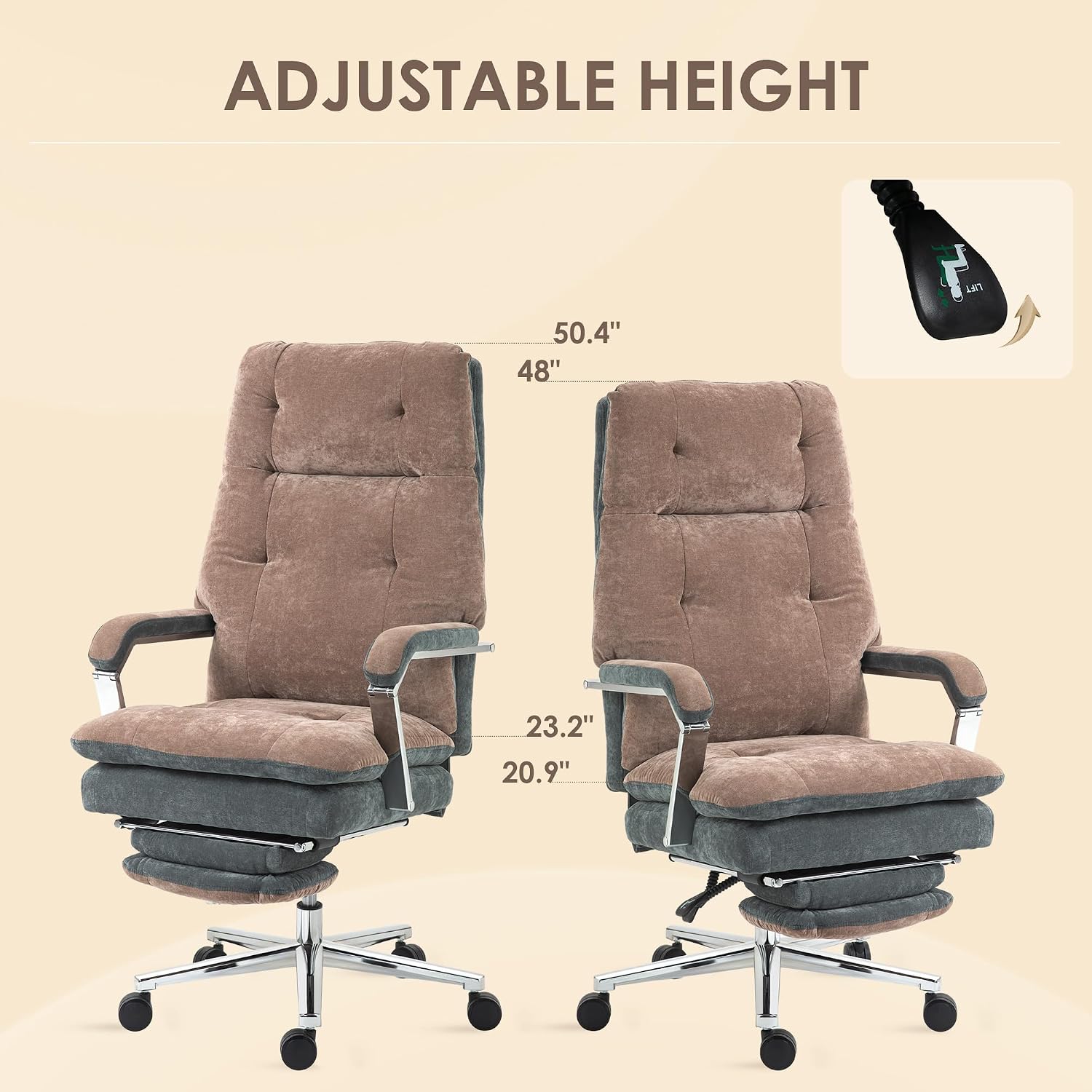 Ergonomic Office Chairs for Adults, Big and Tall 400 lbs Gaming Desk Chair, High Back Reclining Computer Chair with Footrest, Comfortable Swivel Rolling Wheels Chair for Home Office Bedroom Furniture,