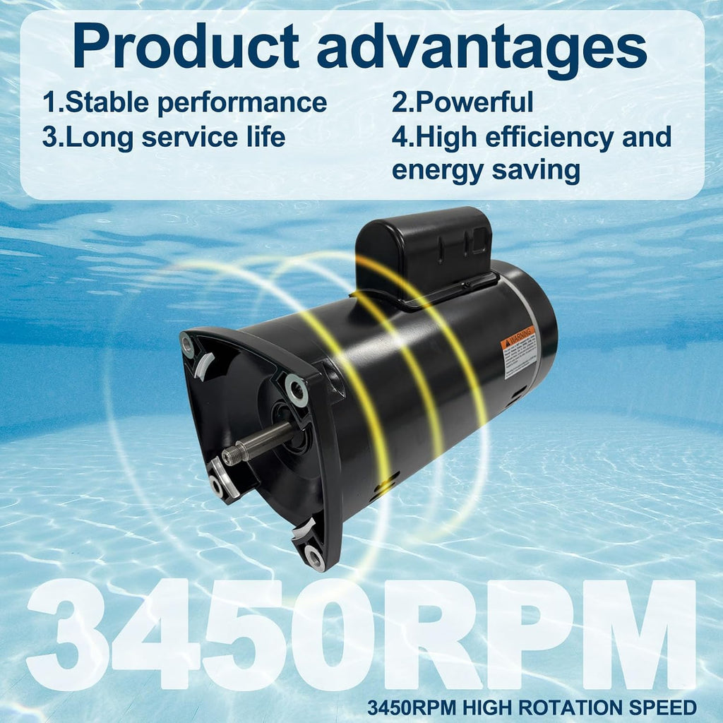 B2853 Pool Pump Motor Replacement for B2853 B2853V1 Motor 56Y Frame Swimming Pool Pump 1 Horsepower,3450 RPM,6.5/13.0 Amps