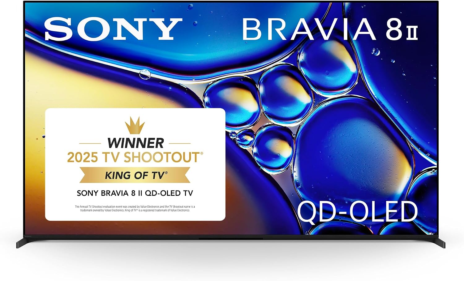 Sony BRAVIA 8 II 55 Inch TV, QD OLED, 4K Smart Google TV, XR Processor with AI Technology, Ultra Slim Design, 120hz Television, Dolby Vision/Atmos, Exclusive Features for PS5, K-55XR80M2