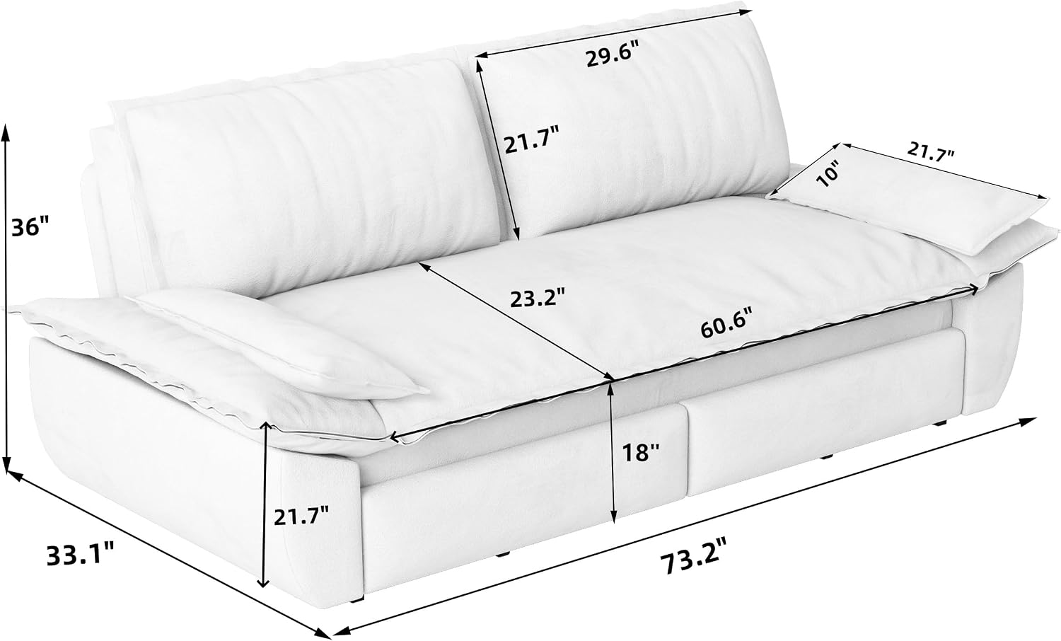 73.2' Sofa Bed Queen, 3-in-1 Pull Out Sofa Bed with Pillow Armrest, Modern Velvet Convertible Sleeper Futon Sofa for Living Room Small Space, Apartment, Bedroom, Green