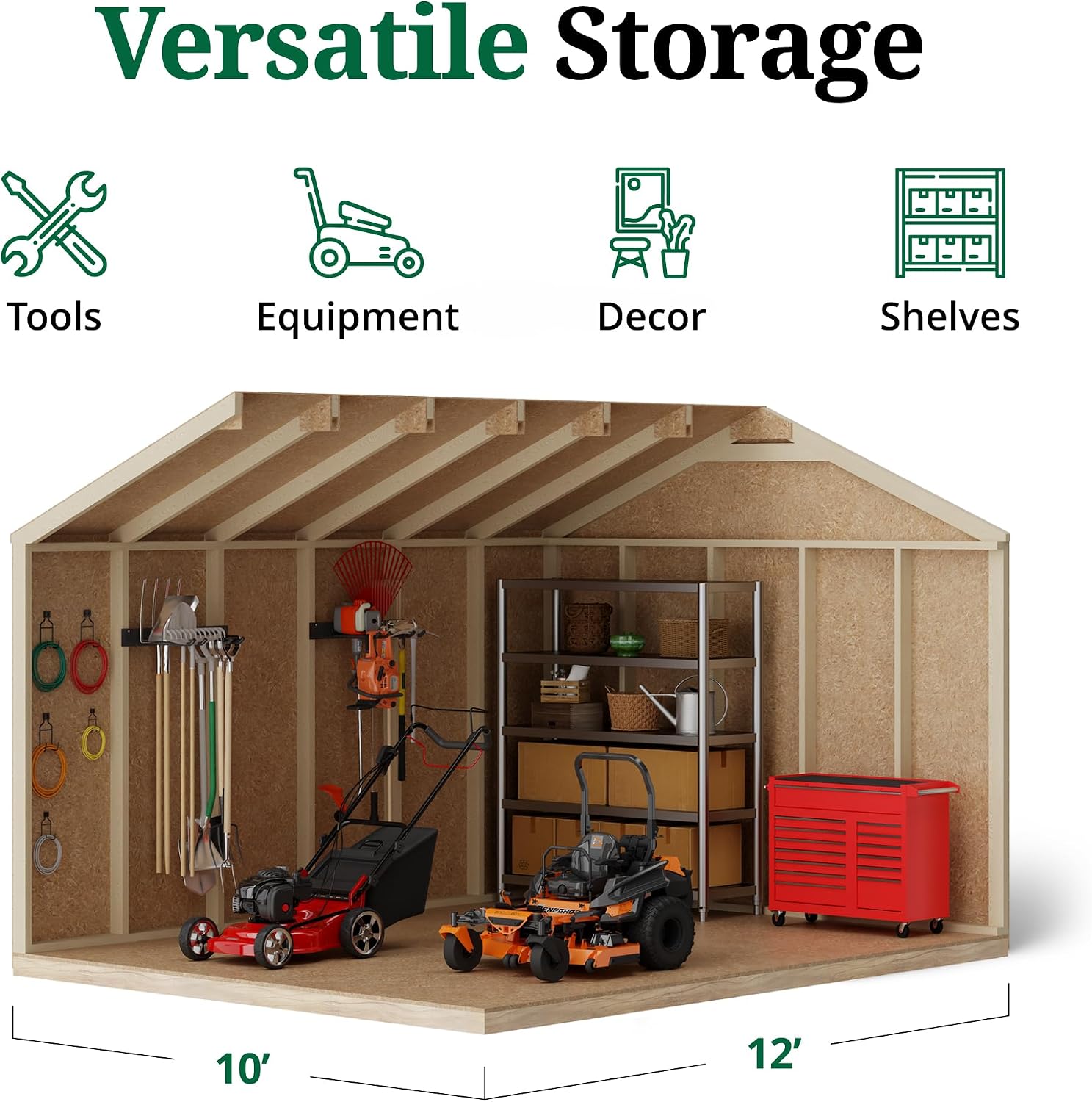 Little Cottage Co. 10x12 Value Gable Shed with Floor, Outdoor Wood Storage Do-It-Yourself Precut Kit