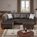 3-Piece L-Shaped Modular Leather Sofa – Convertible Sectional Couch with Movable Chaise & Storage Ottoman, Multi-Scene Use for Living Room, Apartment & Office, Dark Brown