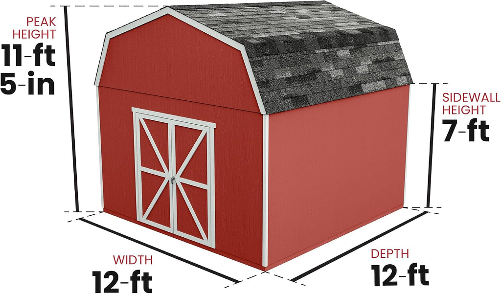 Handy Home Products Hudson 12x12 Do-it-Yourself Wooden Storage Shed with Floor Kit- Does not Include Paint or Roofing Shingles