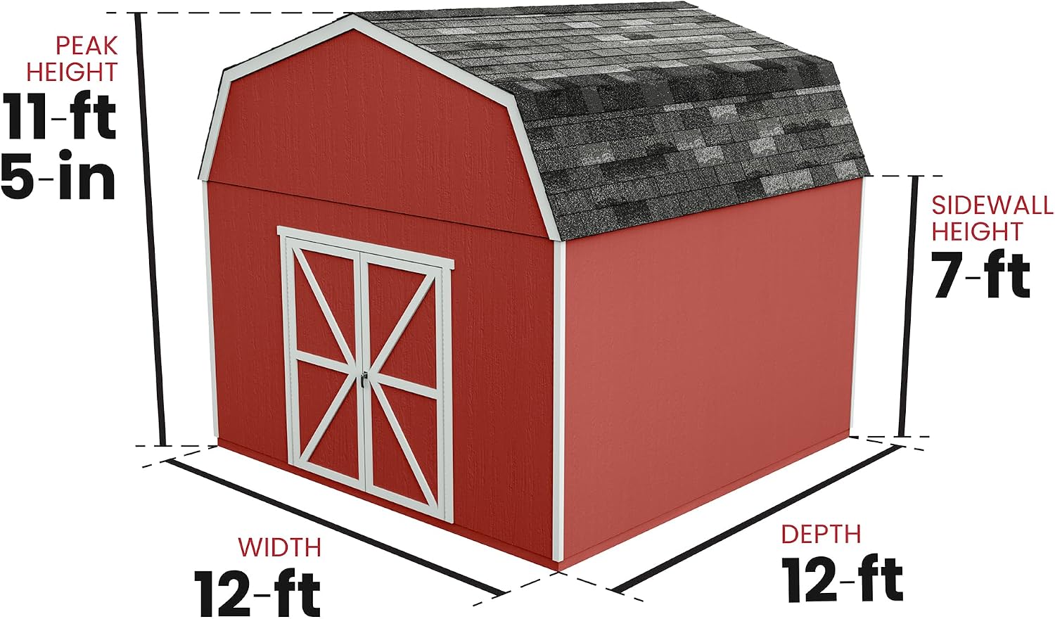 Handy Home Products Hudson 12x12 Do-it-Yourself Wooden Storage Shed with Floor Kit- Does not Include Paint or Roofing Shingles