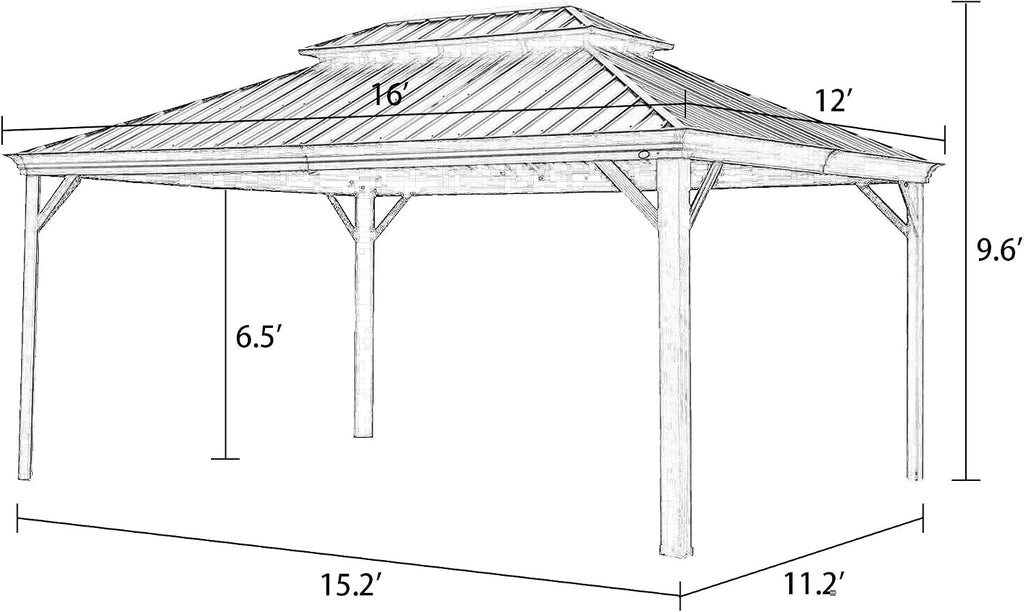 12' x 16' Aluminum Frame Outdoor Gazebo Tent with Mosquito Net and Polyeer Curtain