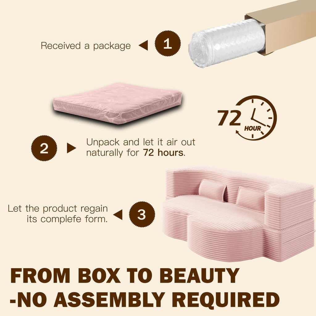 CAPCAEK 2 in 1 Convertible Folding Sofa Bed Twin Size, Modern Corduroy Fabric Boneless Couch Bed with Pillow, Futon Loveseat Sleeper Sofa for Living Room, Office, Guest Use, Apartment