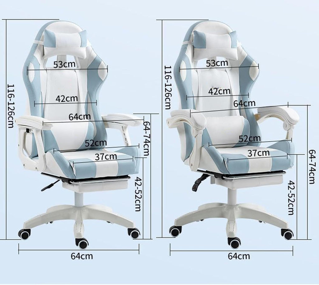 Adult Gaming Chair with Footrest, Video Gaming Chair with Lumbar Support, Ergonomic High Back Computer Chair, Reclining Gaming Chair PU Leather,Blue