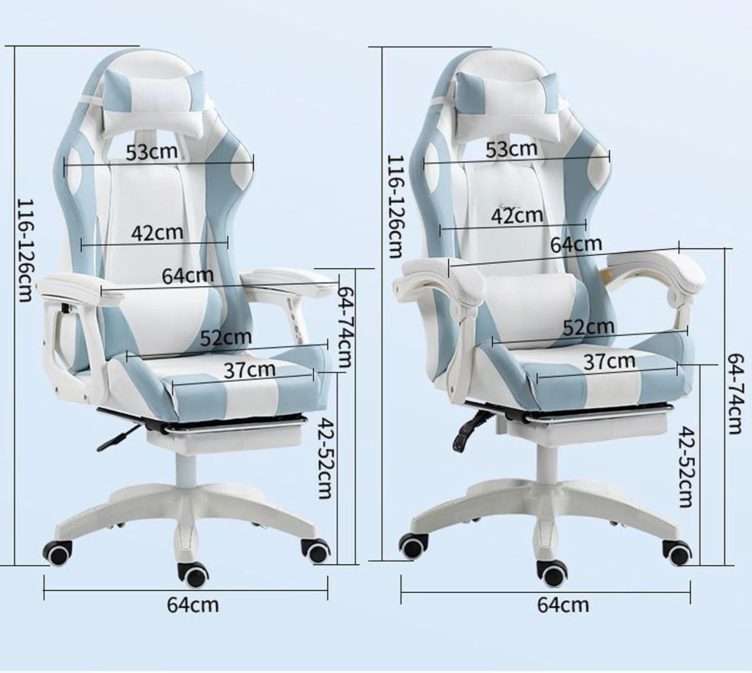 Adult Gaming Chair with Footrest, Video Gaming Chair with Lumbar Support, Ergonomic High Back Computer Chair, Reclining Gaming Chair PU Leather,Blue
