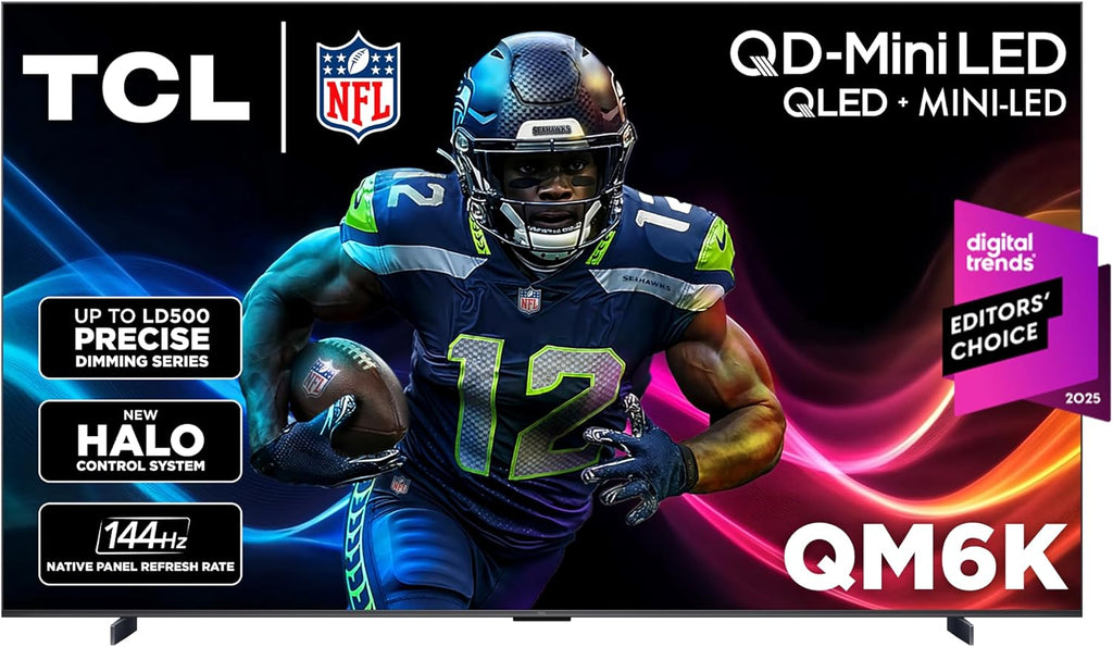 TCL 98 Inch Class QM6K Series | Mini LED QLED 4K HDR | 98QM6K, 2025 Model | 120HZ-144HZ High Brightness Smart Google TV Dolby Atmos Onkyo Audio | Voice Remote Alexa Gaming Streaming Television
