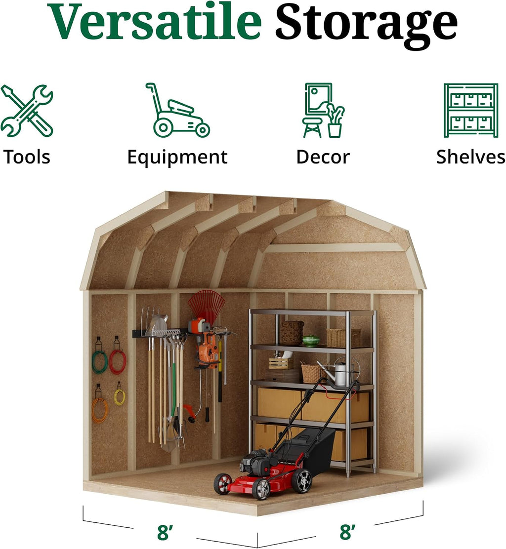 Little Cottage Co. 8x8 Value Gambrel Barn with 6 ft. Sidewalls with Floor, Outdoor Wood Storage Shed Do-It-Yourself Precut Kit