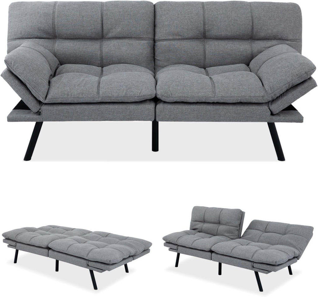 MUUEGM Futon Sofa Bed Memory Foam Futons Modern Office Couch Sleeper Bed Convertible Love seat Sofa for Small Spaces,Apartment,Office with Adjustable Armrest Backrest