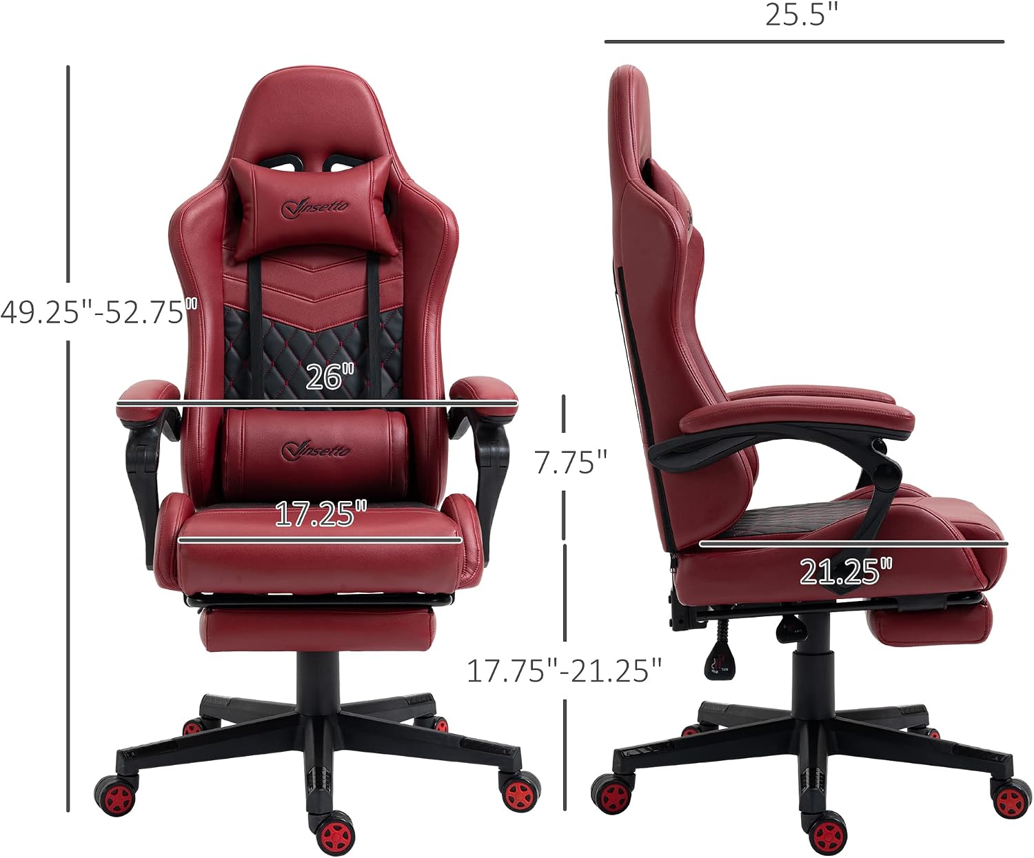 Ergonomic Office Chair with Massage Lumbar Support, 400 lbs High Back Swivel Rolling Desk Chairs, Adjustable Gaming Computer Chairs for Adults, Comfy Home Office Furniture for Bedroom Study,Red