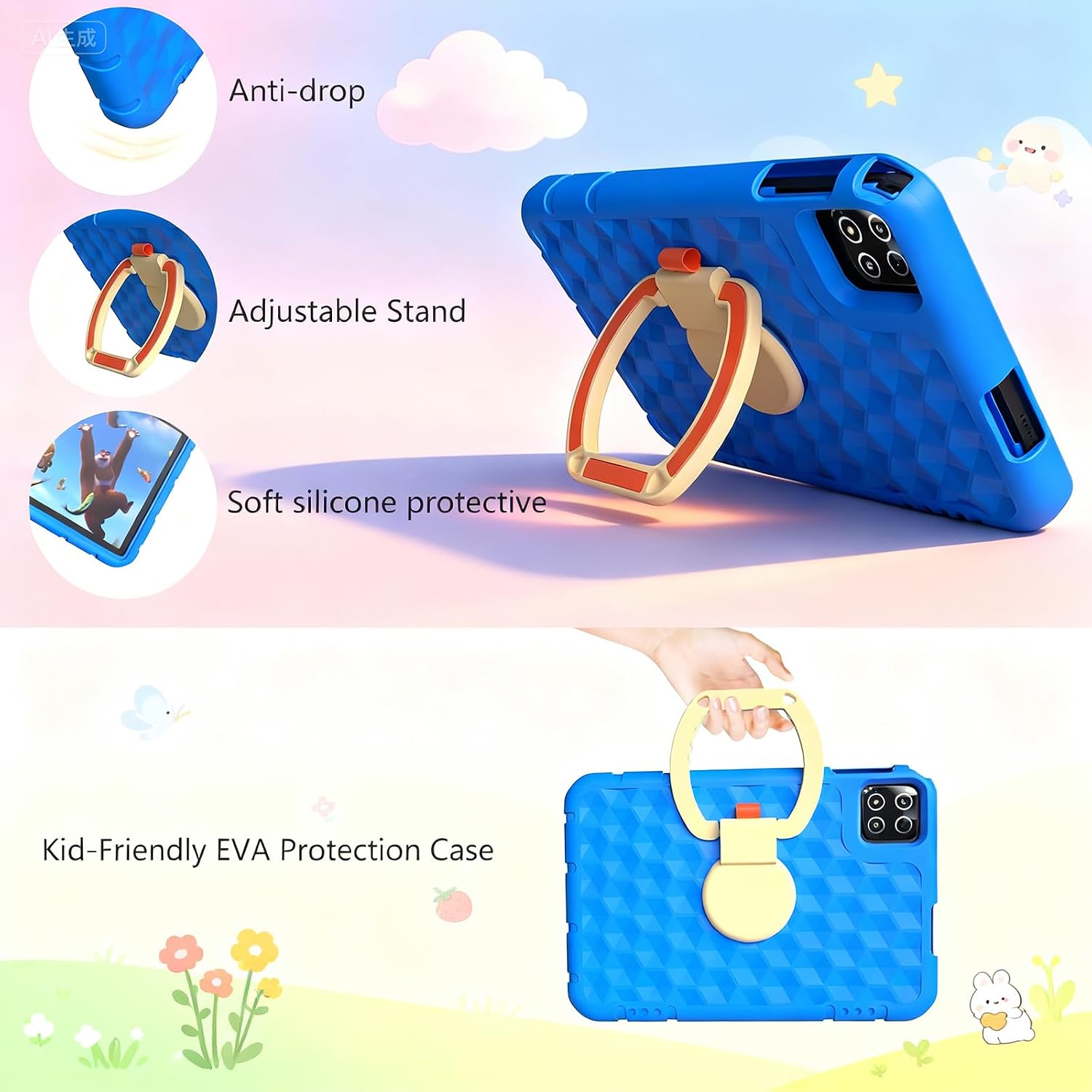 ITDULCET Kids Tablet, 10 inch Android 15 Tablet for Kids, 20GB RAM 128GB ROM Octa-Core 6000mAh Battery Childs Tablets with Shockproof Case, Bluetooth, WiFi, Parental Control, Dual Camera, GPS