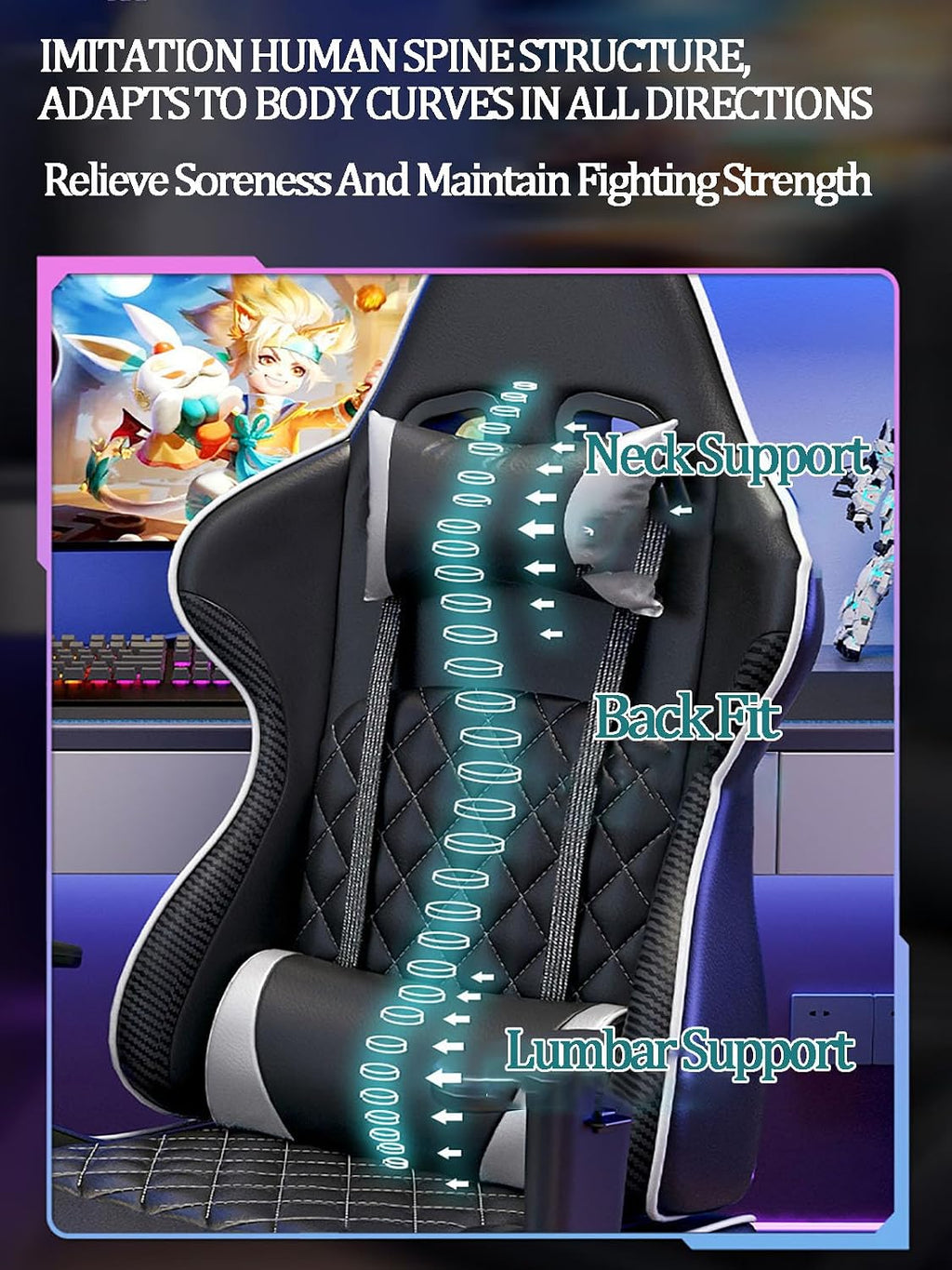 JSWHYBD Gaming Chair with Footrest Comfortable High Back Office Chair Big and Tall Ergonomic Desk Chair with Lumbar Support Swivel Seat and Headrest 400lb Nofootrest Gray