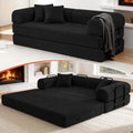 79' Corduroy Sofa Bed, Boneless Couch in a Box with 2 Pillows, High-Density Foam 4-in-1 Foldable Sleeper Futon Loveseat for Small Spaces, No Assembly,Black