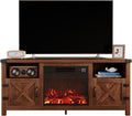 Furmax Entertainment Center with Fireplace, Fireplace TV Stand with Storage Cabinets and 2 Open Shelves, Modern Media TV Console for Living Room (Dark Brown)