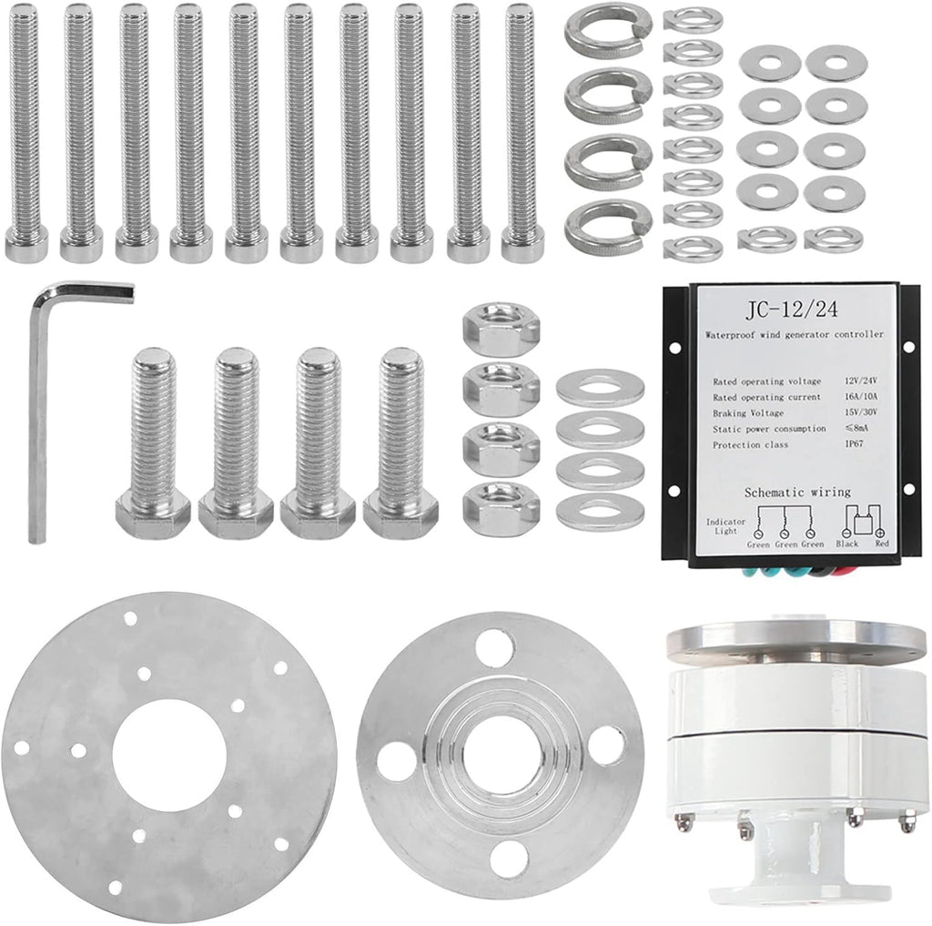 1200W Wind Turbine Generator, 12V Wind Vertical Axis Generator Kit with Controller, 5 Leavies for Boats, Terraces, Cabins(1)