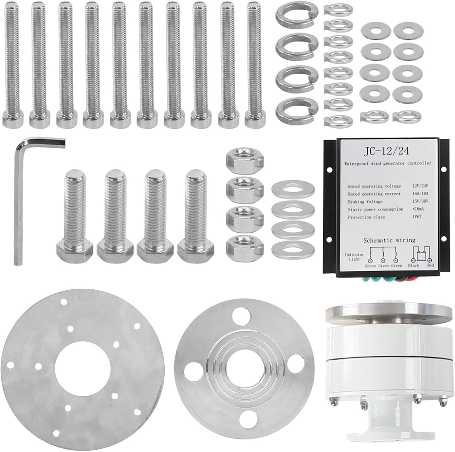 1200W Wind Turbine Generator, 12V Wind Vertical Axis Generator Kit with Controller, 5 Leavies for Boats, Terraces, Cabins(1)