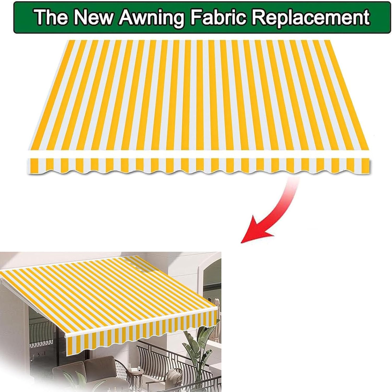 16x11ft/12x10ft/10x8ft/8x6.5ft Retractable Patio Awning Replacement Fabric Outdoor Door Window Sunshade Canopy Top Cover Replacement Awning Sunscreen Canvas for Commercial Re(Size:13x9ft,Color:A)