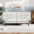 Vyfipt Convertible Futon Sofa Bed, White Faux Leather Futon Couch with Adjustable Backrest & Armrests, Folding Small Recliner Sleeper Sofa Bed for Living Room, Apartment, Office
