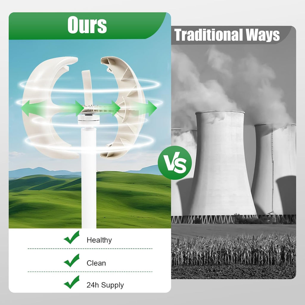 Wind Turbine Generator, 600W Vertical Lantern Wind Turbine Generator With Controller,Automatic Wind Angle,5 Blades 12V Engine For Home Use, Monitoring Use, Boat/Ship Use,Etc