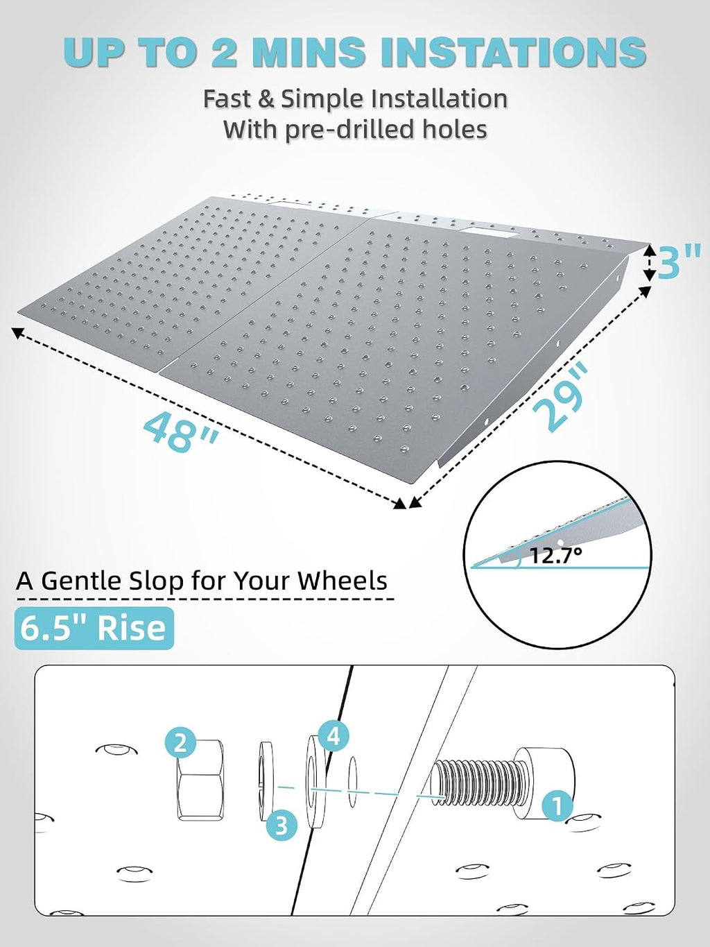WHALEMOTOR Shed Ramp 2PC, Loading Ramp for Riding Mower, 29' L x48 W, 1500 lbs Capacity, Shed Storage Ramps for Sheds, Garages, Barns, ATV, Lawnmower, Golf Cart, Sturdy Anti-Slip Ramps