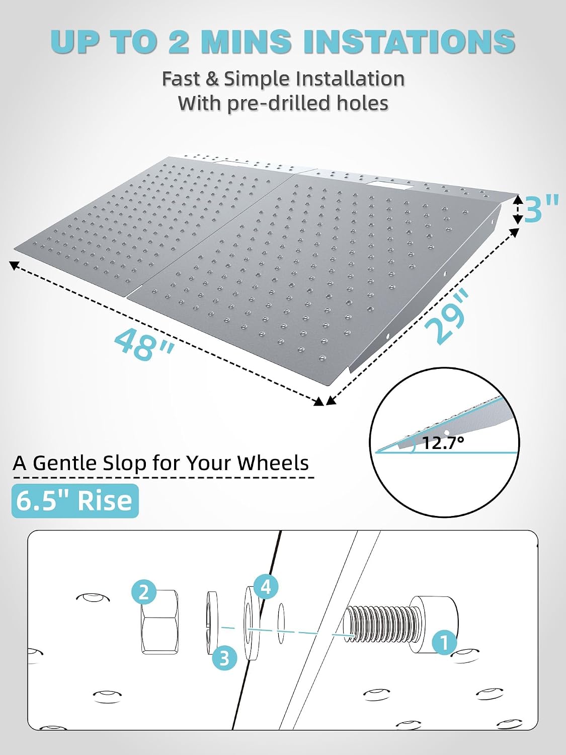 WHALEMOTOR Shed Ramp 2PC, Loading Ramp for Riding Mower, 29' L x48 W, 1500 lbs Capacity, Shed Storage Ramps for Sheds, Garages, Barns, ATV, Lawnmower, Golf Cart, Sturdy Anti-Slip Ramps