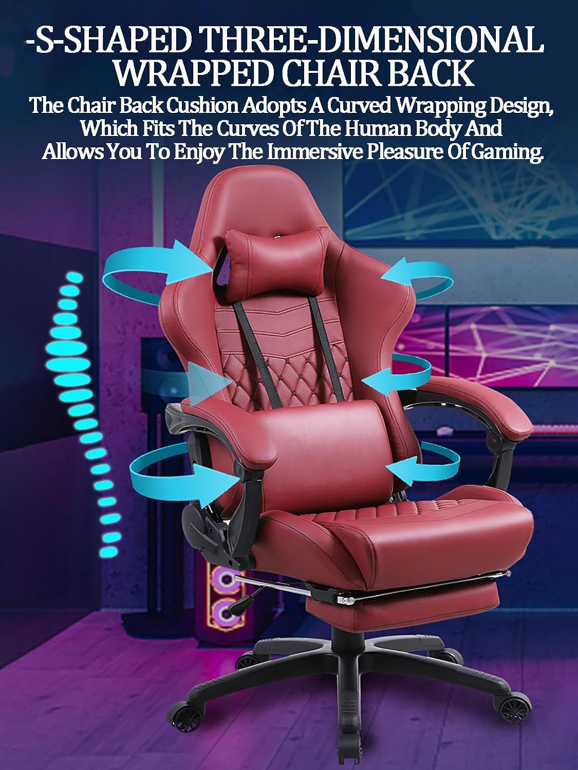 Ergonomic Office Chair Computer Chair with Lumbar Support Big and Tall Gaming Chairs for Adults with Footrest Swivel Seat Height Adjustable Computer Chair with Headrest Gray