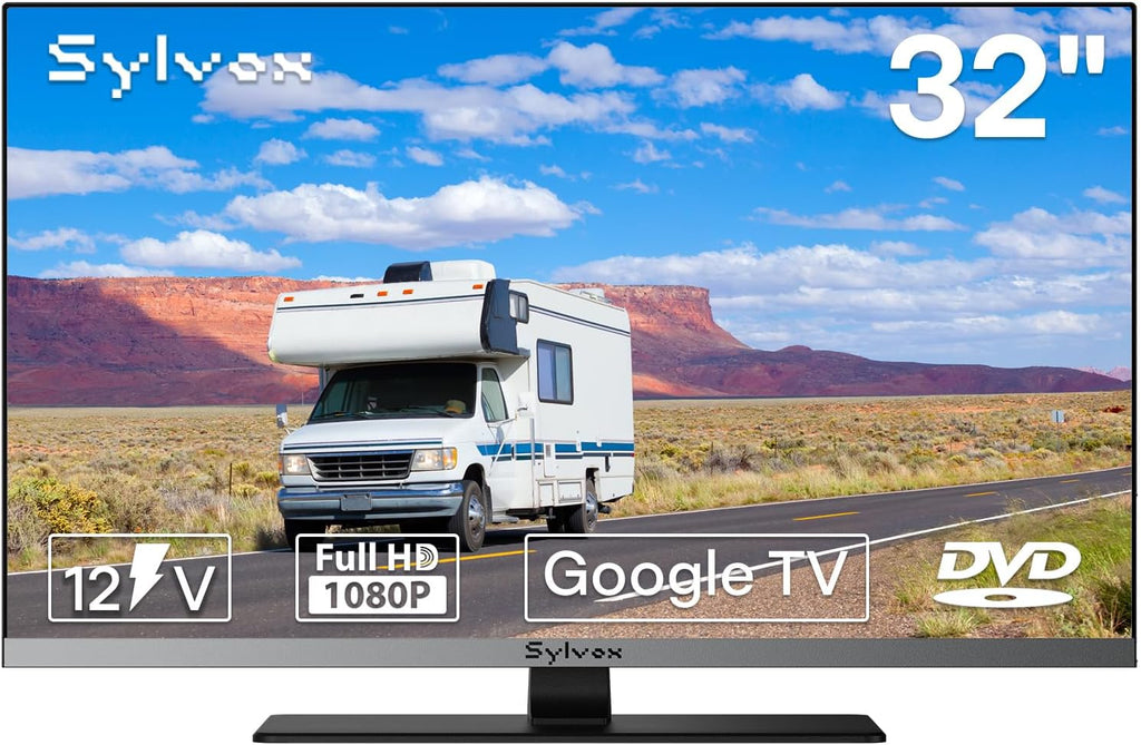 SYLVOX RV TV, 32-Inch 12 Volt Television, 1080P Full HD, 178° Wide Viewing, Google TV OS, HDMI & USB Ports, AC/DC, Wide Voltage Protection, Limo Series