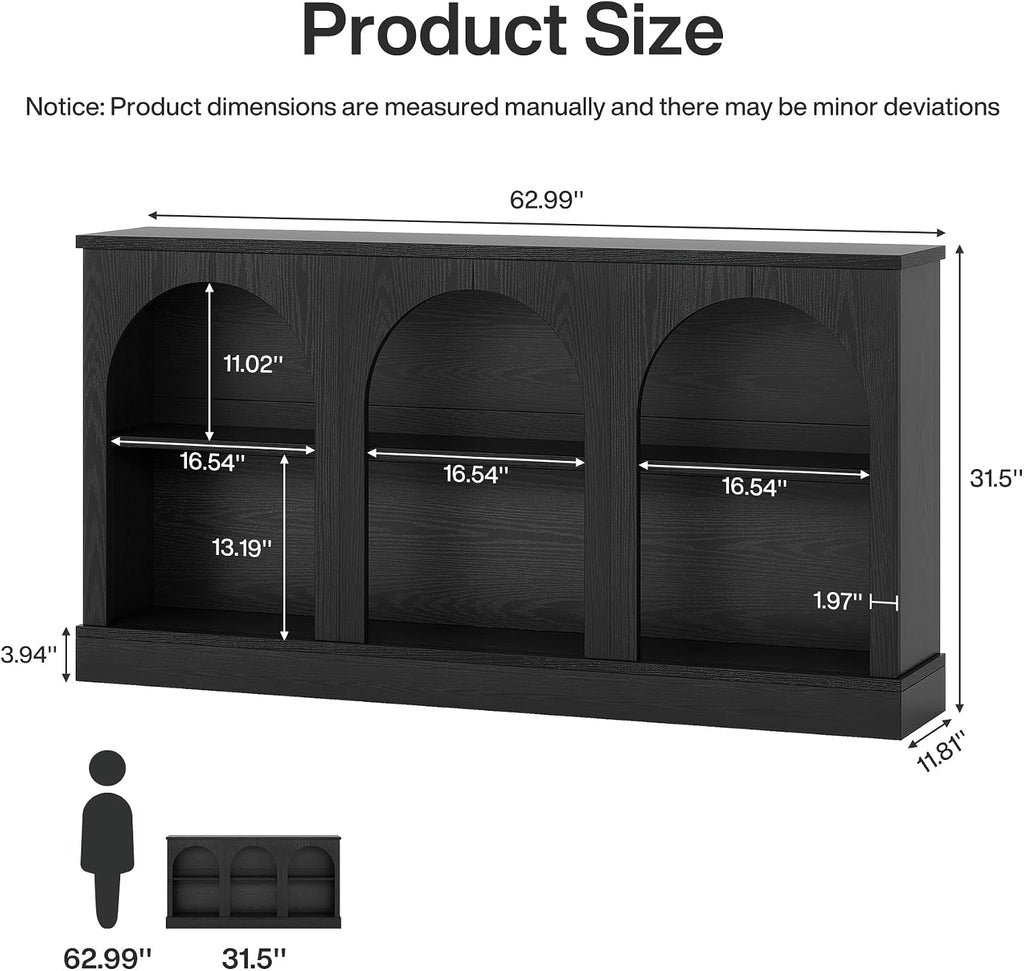 Tribesigns TV Stand for 55/60/65 Inch TV, Farmhouse Entertainment Center with Storage Cabinets, Modern Media Television Console Table for Living Room Bedroom, Black